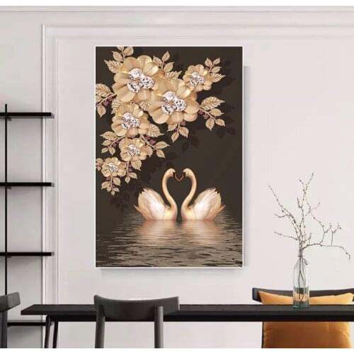 Animal Swan Canvas Painting Love Swan Posters and Prints Wall Pictures Modern Couple Bedroom Room Home Decoration Paintings