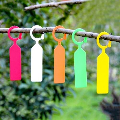100PCS Ring Plastic Hanging Labels Garden Plant Pot Markers Reusable Waterproof Thick Hook Tree Tags Decoration Tool
