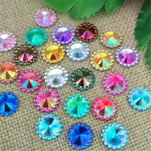 12mm 150pcsAB Flatback Rhinestone and Crystal Acrylic Stone Rhinestone DIY Clothes Crafts