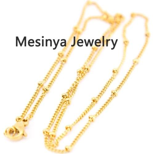 20pcs 18 inch 316L Stainless Steel PVD Gold Plating Ball Chain For Glass Floating Locket