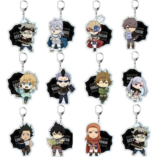 20pcs/lot Anime Black Clover Acrylic Keychains Cute Asta Yuno Grinbellor Noell Silva Mimosa Vermilion Pendant Keyring Jewelry