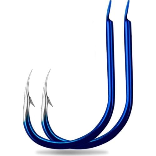 2000pcs Hooks Wholesale High Carbon Steel Blue Barbed Fishing Hook Jig Flat Head Hook 3#-13# Fishhooks Fishing Accessories Pesca