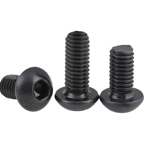 2pcs M10 10.9 level Allen round head reverse teeth screws hex socket flat screw left thread bolts black color 20mm-40mm long