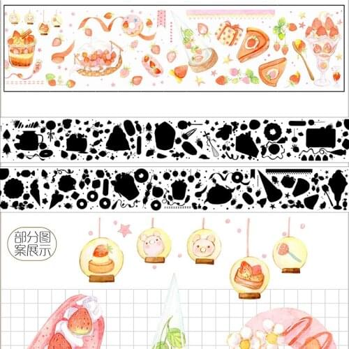 6.5cmx2m Strawberry Afternoon Tea Food Washi Tape Pet Fresh Special Oil Journal Collage Decoration