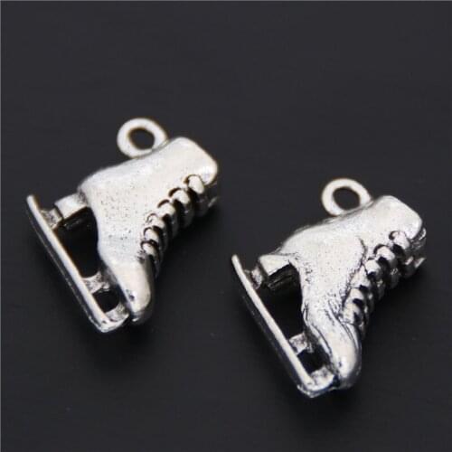 6pcs Silver Color Ice Skates Shoes Pendnat Fit Charm Bracelet DIY Bracelet Making Jewelry A2579
