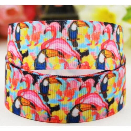 7/8'' 22mm,1" 25mm,1-1/2" 38mm,3" 75mm Flamingo Cartoon Character printed Grosgrain Ribbon party decoration X-02011 10 Yards