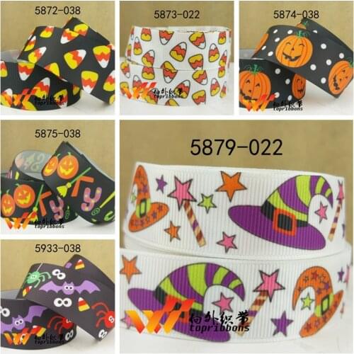 Free shipping 50 yard Halloween printed grosgrain ribbon 5879