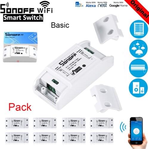 1/2/3/4/5/6/10pcs SONOFF Basic Wifi Switch for Alexa Google Home Timer 10A/2200W Wireless Remote Switch Smart Automation Module
