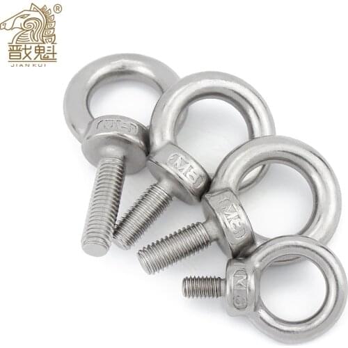 1-5pcs M3 M4 M5 M6 M8 M10 M12 DIN580 Eye Bolt 304Stainless Steel Marine Lifting Eye Screws Ring Loop Hole for Cable Rope Eyebolt
