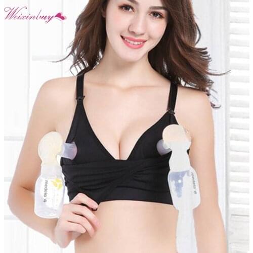 Plus Sizes Cup A-E Maternity Bra Cotton Bra For Nursing Push Up Hands Free Breast Pump Maternity Breast Feeding Bra Underwear