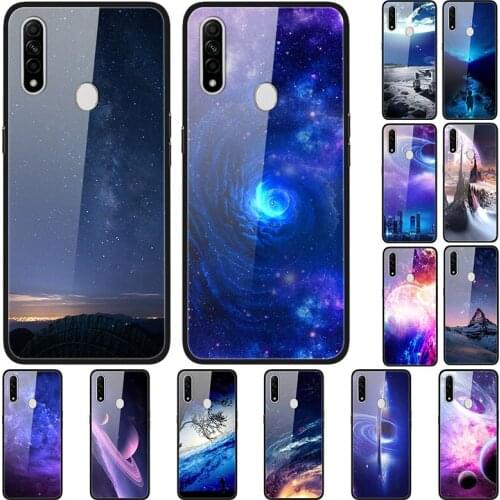 Case For OPPO A8 Back Phone Cover Black TPU Silicone Bumper With Tempered Glass