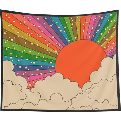 Aesthetic Tapestry Wall Hanging Rainbow Home Wall Decor Psychedelic Tapestry Decor Living Room Bedroom Bohemian INS Print