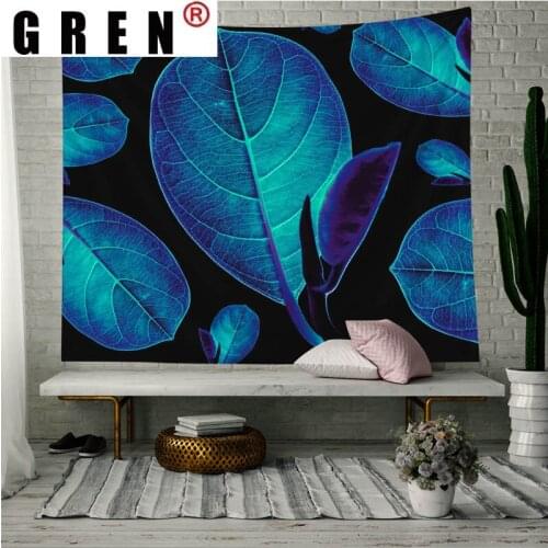 GREN Tapestry Tropical Plant Leaves Wall Hanging Carpet Beach Towel Background Cloth Blanket Yoga Mats Art Bedroom Dorm Home Dec