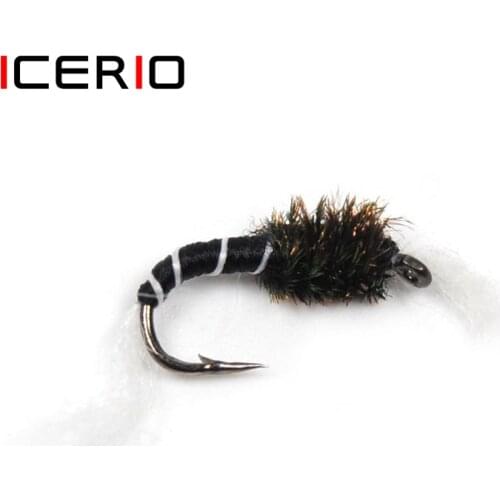 ICERIO 8PCS Midge Zebra Nymphs Chiromids Fly Tying Hook Trout Fishing Fly Lures
