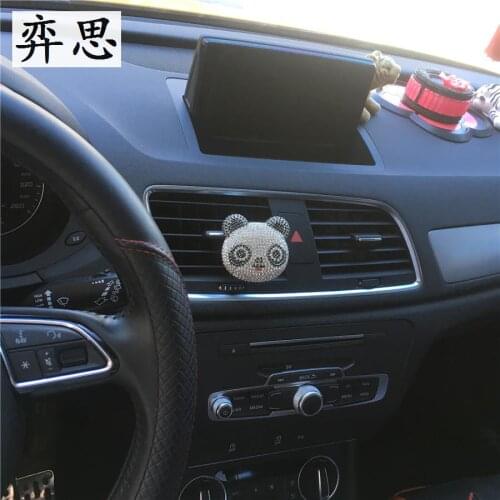 Exquisite diamond panda modeling Ladies car air conditioning Decor Perfume clip Cute diamond car perfume Air Freshener Ornament