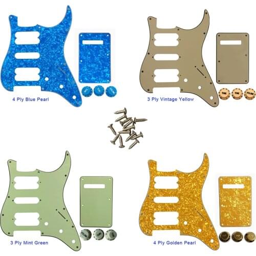 Quality Guitar Parts -For US 11 Screw Holes HSH Humbucker Strat Guitar Pickguard Scratch Plate & Back Plate & Control Knob