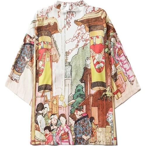 Men Women Fashion Loose Japanese Traditional Cardigan Jacket Vintage Summer Beach Shirt Yukata Blouse Haori Obi Asian Clothes