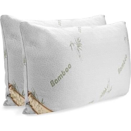 2 Pc Viscos Bamboo Pillow - Shredded Memory Foam Pillow - Premium Pillows For Sleeping With Washable Case Cm 50x70
