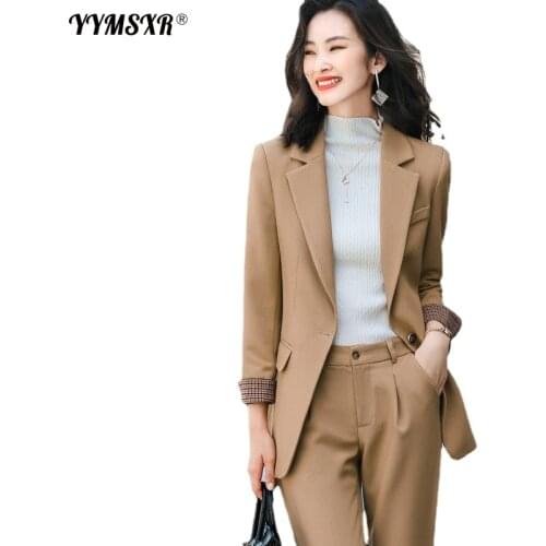 2021 Winter S-4XL Large Size Professional Suit Pants 2-piece Set High Quality Temperament Slim Long Sleeve Jacket Casual Pants