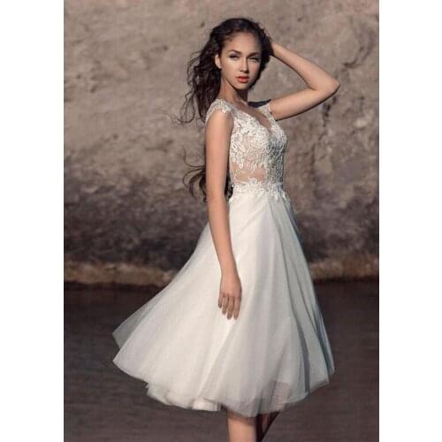 Gy Boho Off The Shoulder Lace Appliques A-Line Bridal Dress Knee-length Wedding Gowns Women Short Wedding Dresses