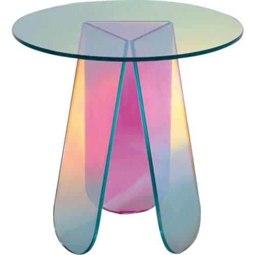 Small Coffee Table Colorful Side Table Living Room Transparent Acrylic Light Luxury and Simplicity Small round Table