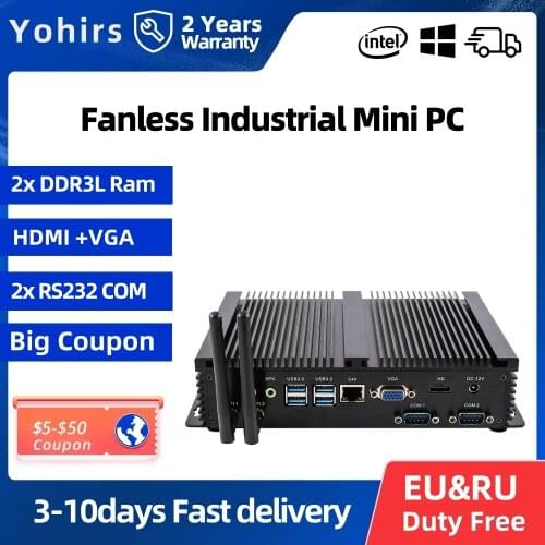 Free Shipping Mini Industrial Pc Intel Core i3 i5 8265U 8550U UHD 620 1*RJ45 Lan 2*Coms 4*USB3.0 DDR4 Portable Gaming Computer