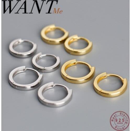 WANTME Genuine 100% 925 Sterling Silver Minimalist Glossy Round Ear Buckle for Women Creative DIY Earrings Jewelry Accessories