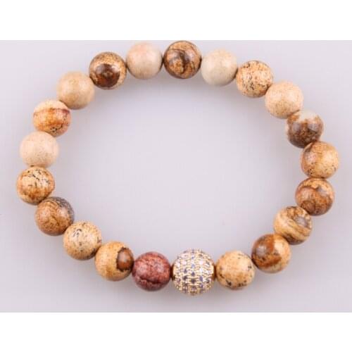 MOODPC Hot Sale Jewelry Micro Zircon Pave Ball Picture jas Stone Bracelet