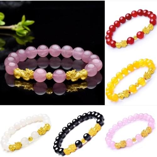 Mens and Womens Bracelets Obsidian Red Agate Bracelets Electroplated Gold Immutable Beads Couple Transfer Beads Holiday Gifts