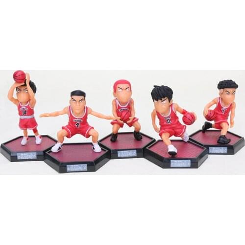 5pcs/set Anime Slam Dunk Figure Set For Car Ornaments SLAM DUNK Hanamichi Sakuragi Rukawa Mitsui PVC Action Figures Model Toys
