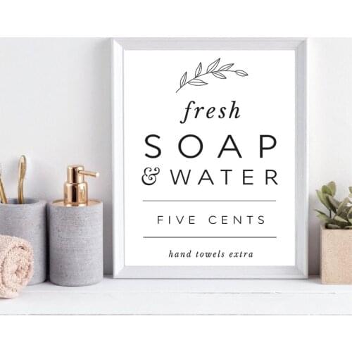 Farmhouse Bathroom Sign Prints Fresh Soap Quote Canvas Painting Black White Modern Minimalist Wall Art Picture Toilet Decoration