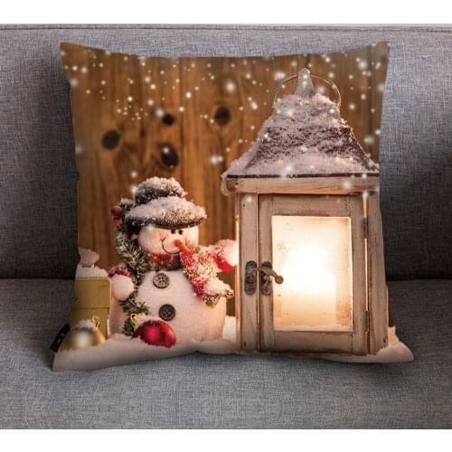 New Years Christmas Day Gift Cushion Covers Square Santa Claus Pillow Cases Home Decorative Sofa Throw Pillows Covers 45x45cm