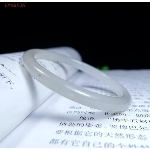 CYNSFJA New Real Certified Natural Hetian Jade Nephrite Lucky Amulet Jade Bracelet Bangle 58mm High Quality Best Birthday Gifts