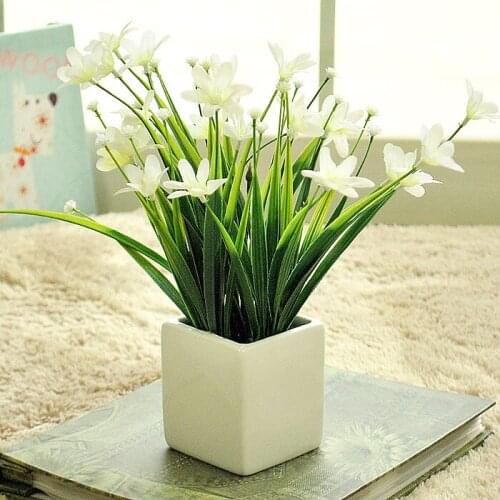 New Arrival Silk flower Orchids Artificial flowers vivid fake leaf flower Home Decoration 1 bundle with 7 forks