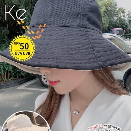 KE New Japan uvcut same paragraph double-sided fisherman hat female anti-ultraviolet double-sided sun protection sun hat
