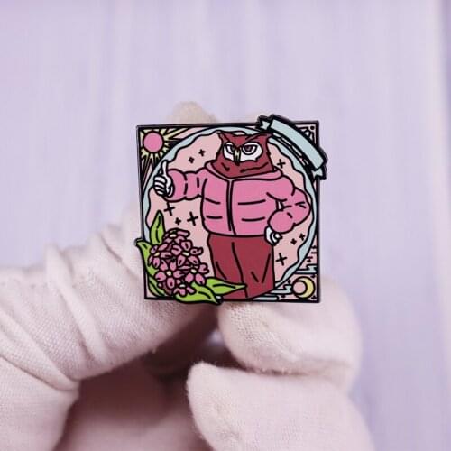 Pastel Owl Enamel Pin Sun Moon Flowers Brooch Cute Gothic Witch Badge Fashion Jewelry Gift