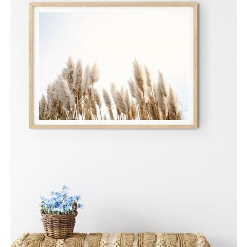 Pampas Grass Wall Art Print Large Neutral Boho Poster Canvas Painting Nature Inspired Gift Poster for Living Room Home Decor