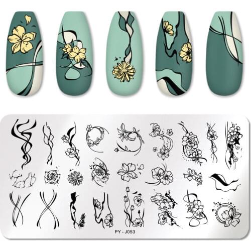 PICT YOU Flower Plants Nail Stamping Plates Natural Leaf Leaves Rose Theme Image Template Mold Nail Art Stencil Tool