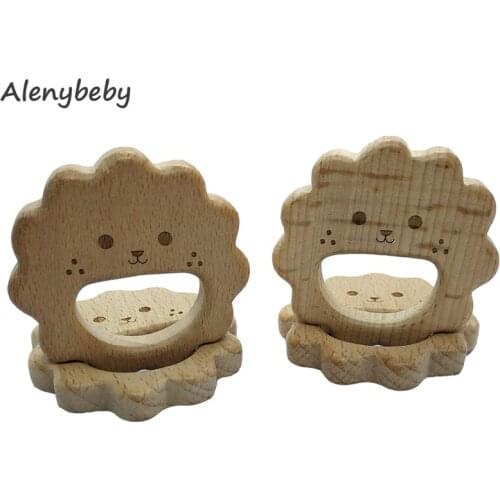 Natural Wooden Teether Bee shape pendant Baby Beech Wood Toy Newborn Baby Food Grade DIY Organic teether Baby Soothing Pain Reli
