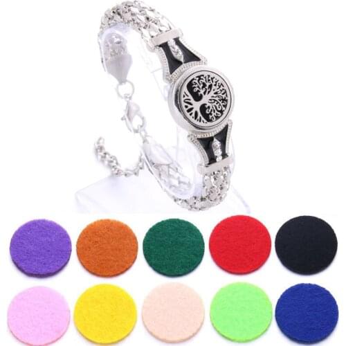 Aromatherapy Bracelet Diffuser Locket Tree of Life Adjustable Perfume Essential Oil Diffuser Bracelet Magnetic for Women