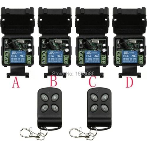DC12V 1CH RF wireless remote control switch system 2 transmitter & 4 receiver relay smart house z-wave Garage Door window /lamp