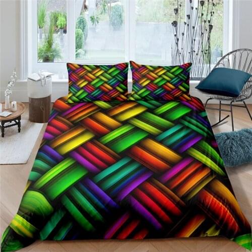 Luxury 3D Color Geometry Art Print 2/3Pcs Kids Bedding Set Comfortable Duvet Cover Pillowcase Home Textile Queen and King Size