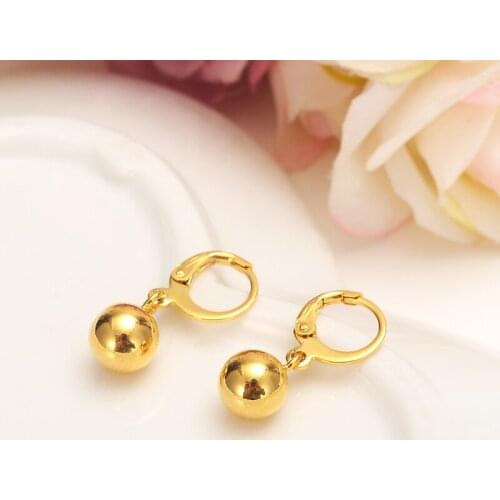 Cute ball women Earrings 24K Gold color drop Earings For Women Girls african Jewelry Wedding Party Cool Fashion beads earrings