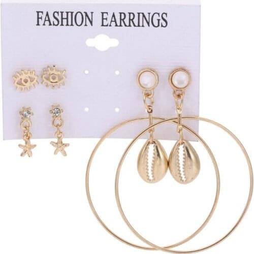 New Earrings Fashion Jewelry Sea Starfish Eyes Exaggerated Earrings 3 Pieces Combination Wholesale Earrings For Women