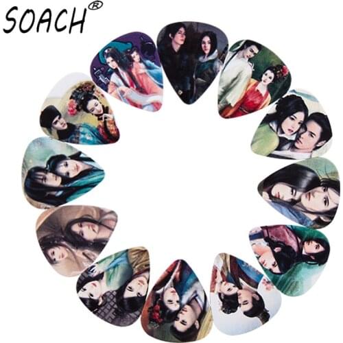 SOACH 10pcs 3 kinds of thickness new guitar picks bass Ancient couple high quality print pick Guitar accessories base ukulele