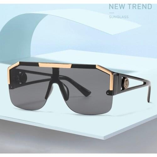 New lion head one-piece sunglasses women 2021 high-end luxury trend big frame men and women sunglasses personality glasses uv400