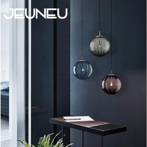 Nordic Modern Minimalist Creativity Pendant Lamp E27 LED Glass Pendant Lights for Dining Room Bedside Bedroom Study Bar Counter