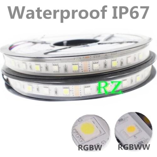 LED Strip 5050 RGBW Waterproof IP67 DC12V 24V Flexible LED Light RGB + White / RGB + Warm White 60 LED/m 5m/lot