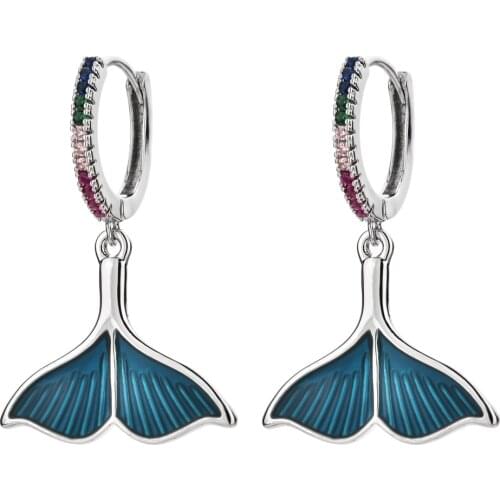 European and American fashion temperament colorful Mermaid tail earrings for women / Girls Wedding Party Jewelry Earrings