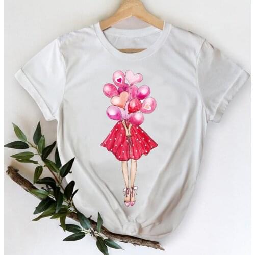 T-shirts Women 2021 Cartoon Sweet Vacation Cute Spring Fashion Clothes Graphic Tshirt Top Lady Print Female Tee T-Shirt